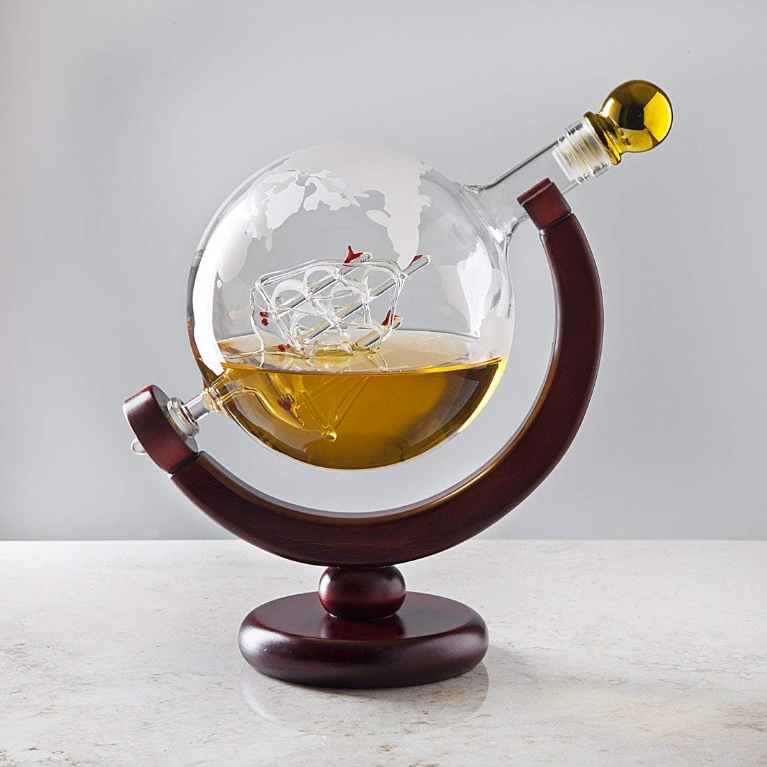 Godinger 850ml Globe Whiskey Decanter - Perfect Gift for Dad